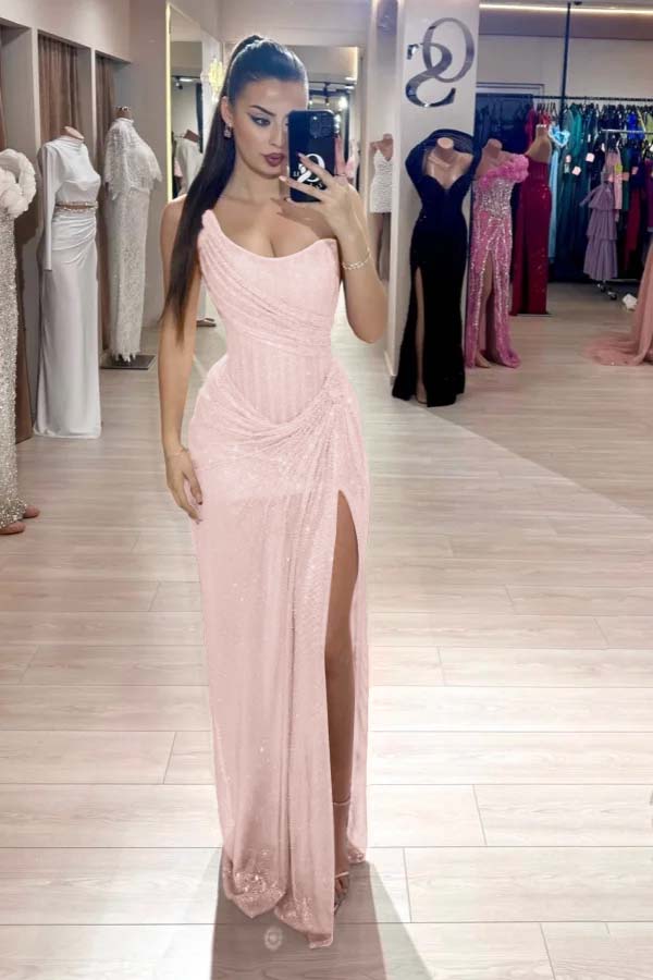 Custom Color Strapless Mermaid Long Prom Dress With High Slit
