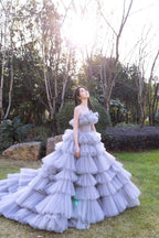 Deslumbrante Vestido de Baile em Camadas de Tule em Linha A Doce 16 Y2642