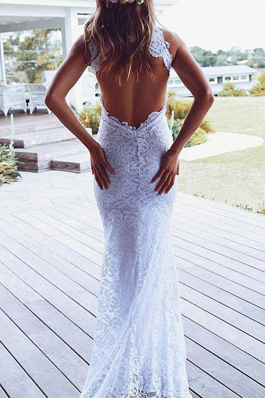 Lace High Neck Beach Wedding Dress For Summer Lightweight Comfort
