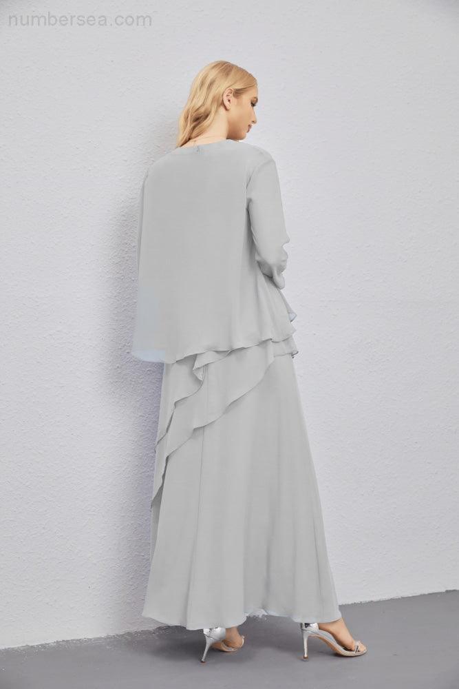 Abito da Sposa Madre con Cardigan Leggero Aperto Davanti Abito da Cerimonia Elegante 28081