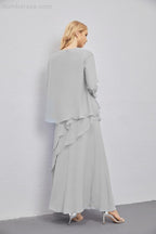 Abito da Sposa Madre con Cardigan Leggero Aperto Davanti Abito da Cerimonia Elegante 28081