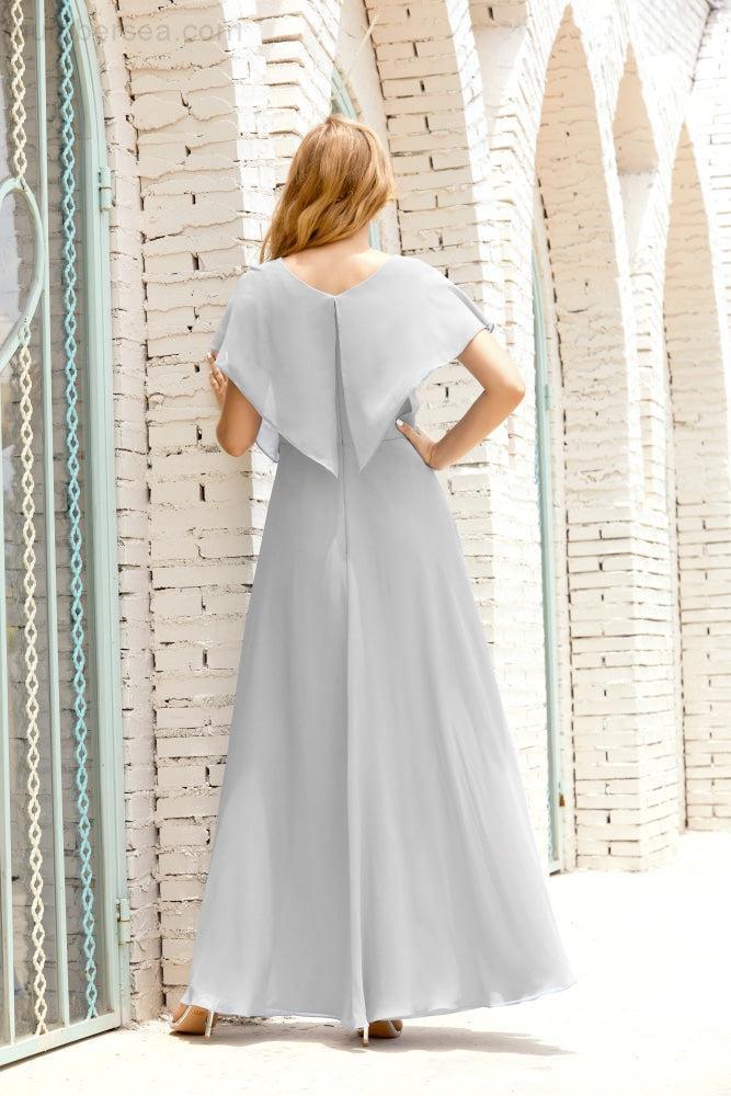 Mother of The Bride Dresses Plus Size V-Neck Floor Length Formal Prom Dress for Wedding Guest 28020