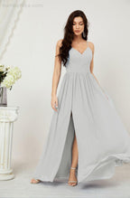 Neck Bridesmaid Dresses Chiffon Long Spaghetti A-line Formal Prom Gown for Wedding Party Evening 2801