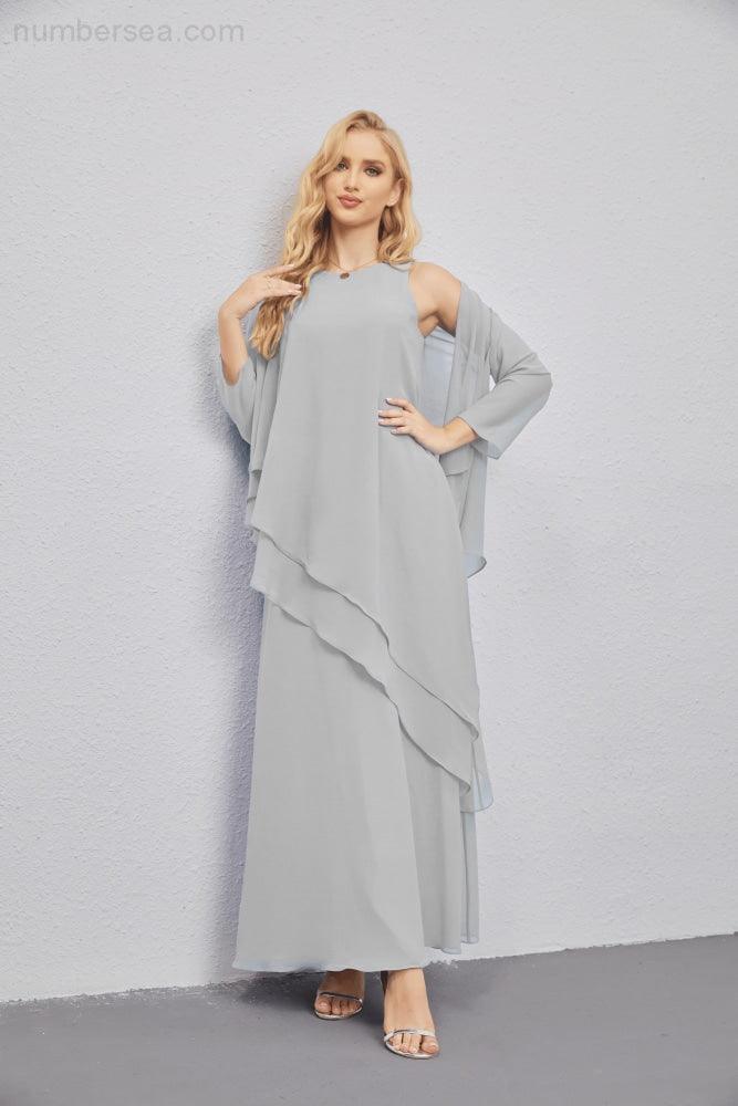 Abito da Sposa Madre con Cardigan Leggero Aperto Davanti Abito da Cerimonia Elegante 28081