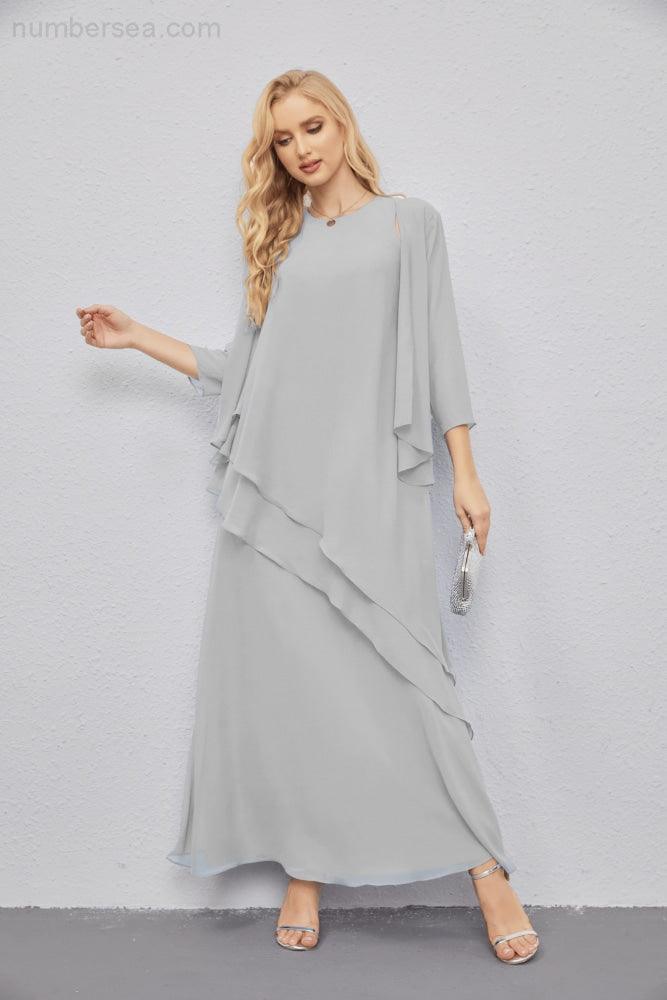 Abito da Sposa Madre con Cardigan Leggero Aperto Davanti Abito da Cerimonia Elegante 28081