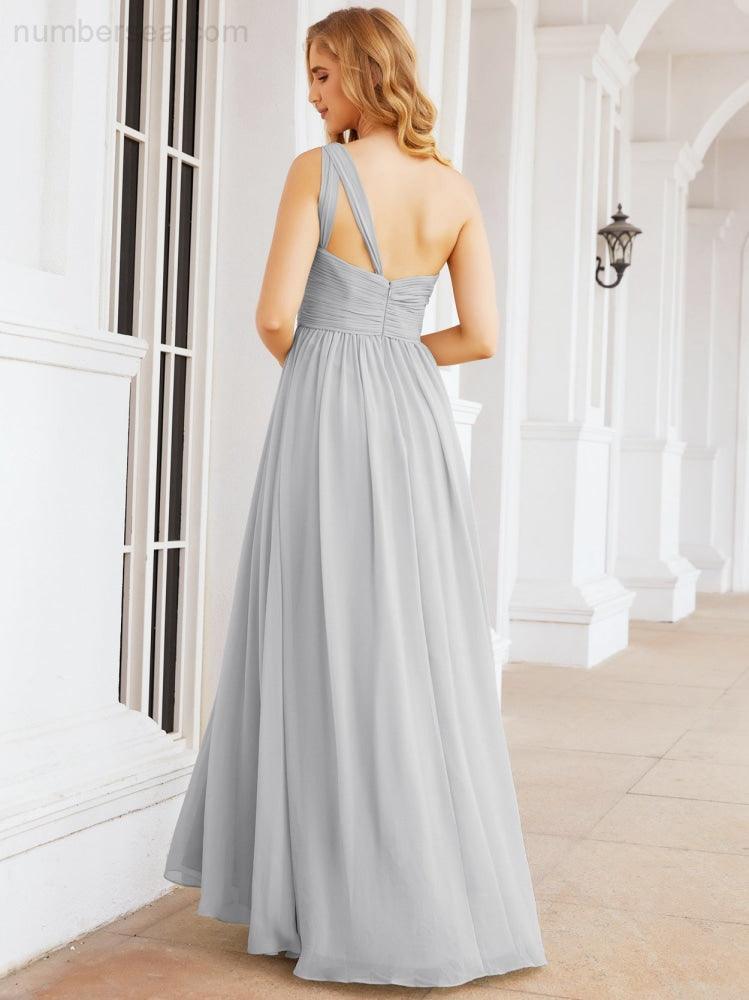 One Shoulder Bridesmaid Dresses Long Maxi Formal Evening Party Prom Gowns 28061
