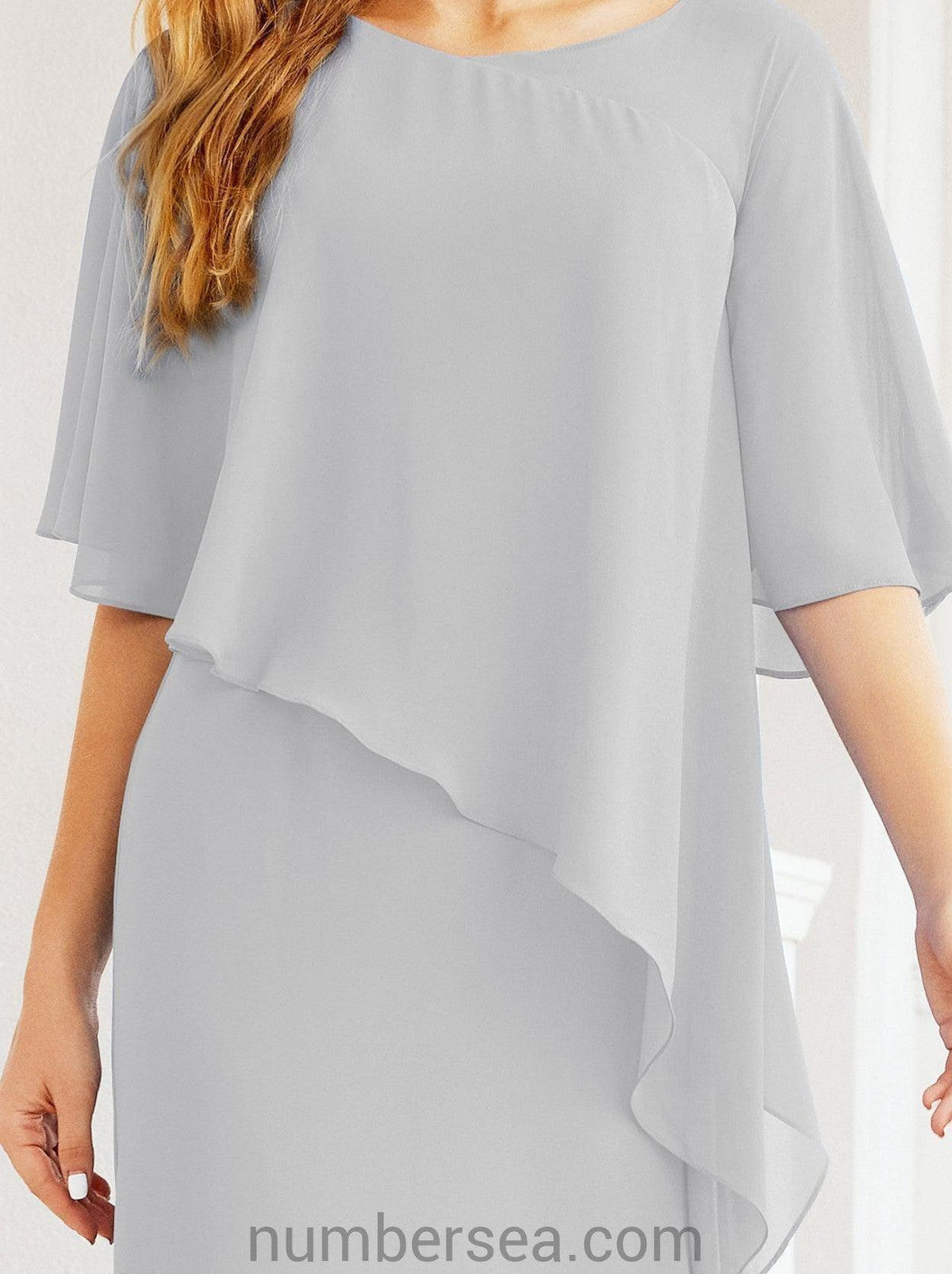 Numbersea Festliches Abendkleid Lang Mutter der Braut Kleid mit Rüschencape 28026