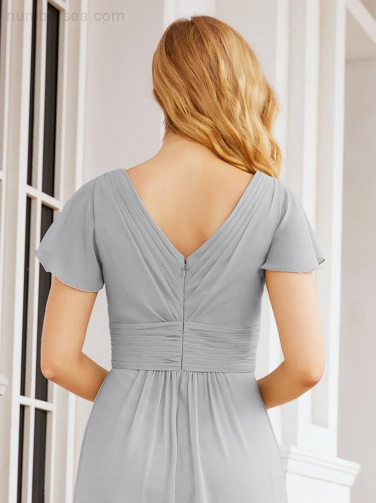 Vestidos de Baile Formais Numbersea para Mãe da Noiva com Mangas de Renda Vestido de Dama de Honra 28047