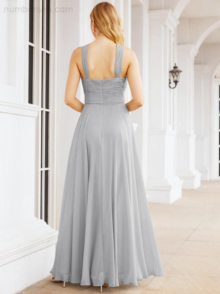 Crisscross Halter Bridesmaid Dresses for Party Wedding Evening Prom Maxi Ball Gowns 28053