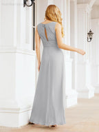 Formelles Ballkleid Elegantes ärmelloses Brautjungfernkleid mit V-Ausschnitt für Hochzeitsfeier 28037