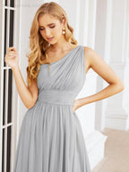 One Shoulder Bridesmaid Dresses Long Maxi Formal Evening Party Prom Gowns 28061