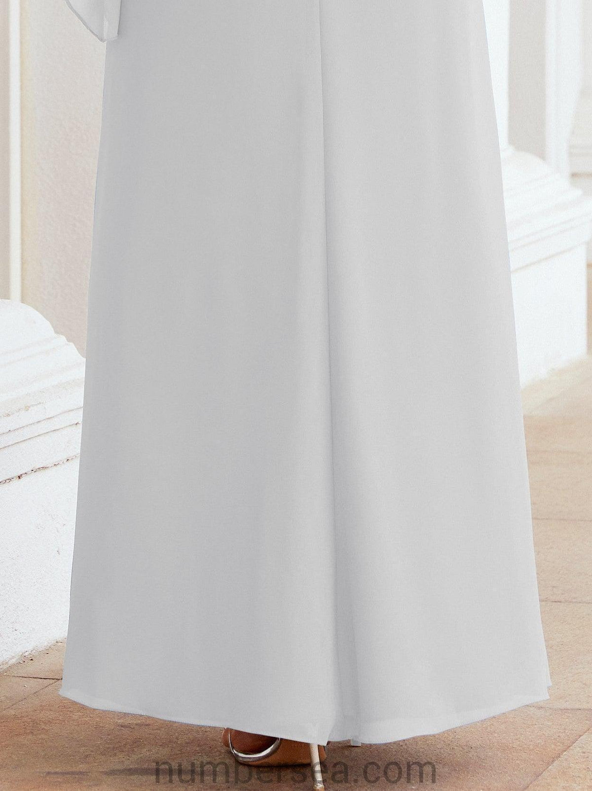 Numbersea Festliches Abendkleid Lang Mutter der Braut Kleid mit Rüschencape 28026