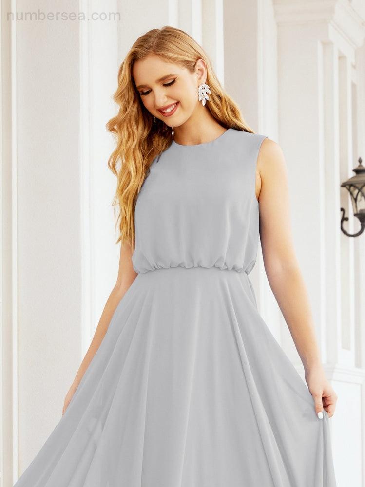 Sleeveless Long Bridesmaid Dress A line Formal Evening Prom Gown 28025