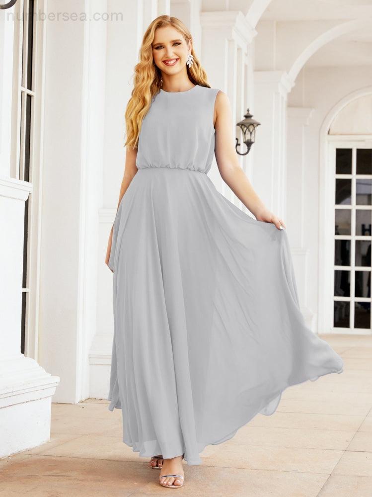 Sleeveless Long Bridesmaid Dress A line Formal Evening Prom Gown 28025