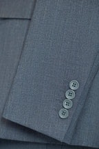 Abito in lana grigia a tre pezzi con pinstripe sottile per sposo formale e business