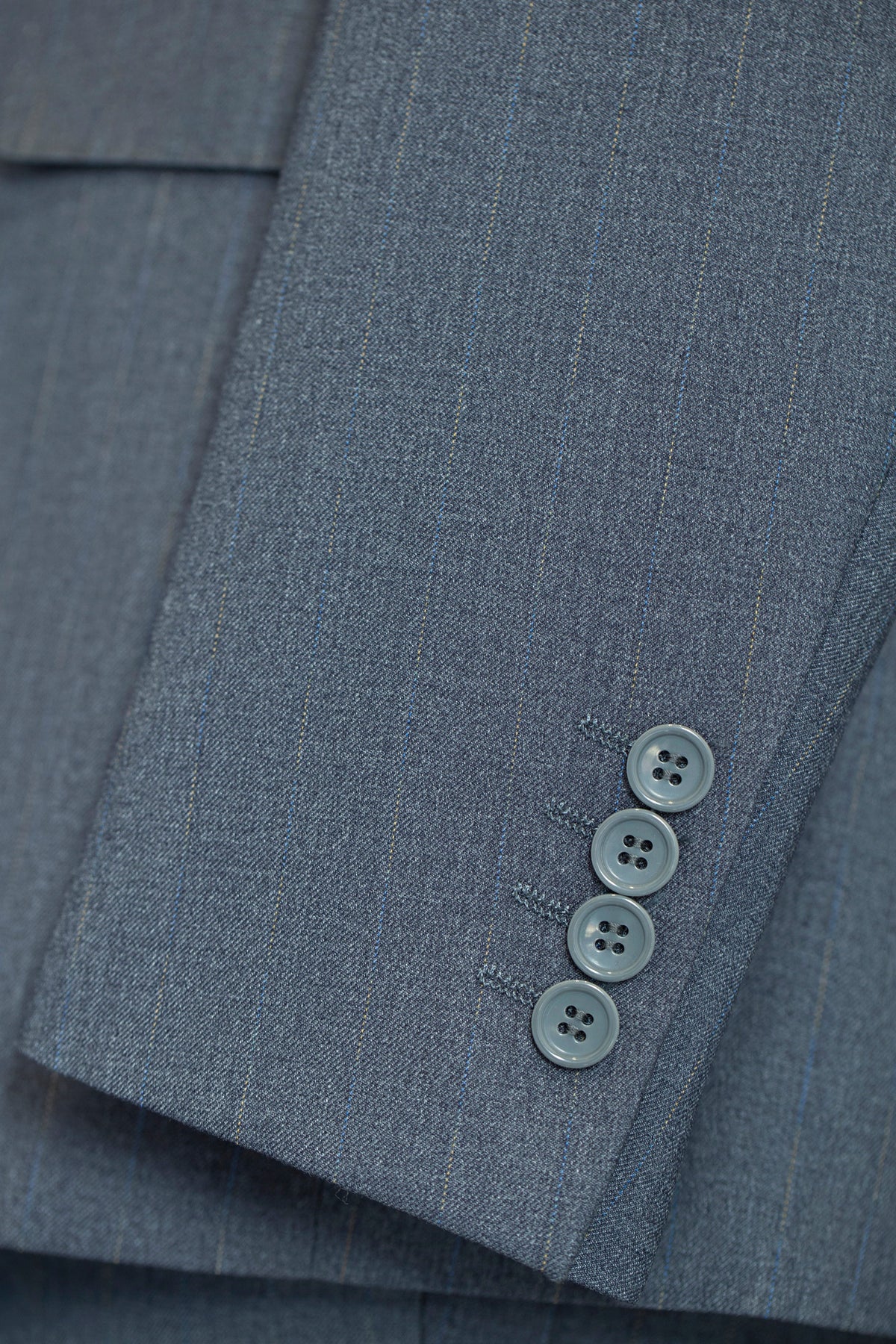 Three Piece Subtle Pinstripe Grey Wool Suit For Formal Groom And Business