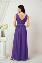 Abiti lunghi da damigella in chiffon da donna, linea a, senza maniche, abito formale da ballo per serata, abiti per festa di ritorno a casa 2808
