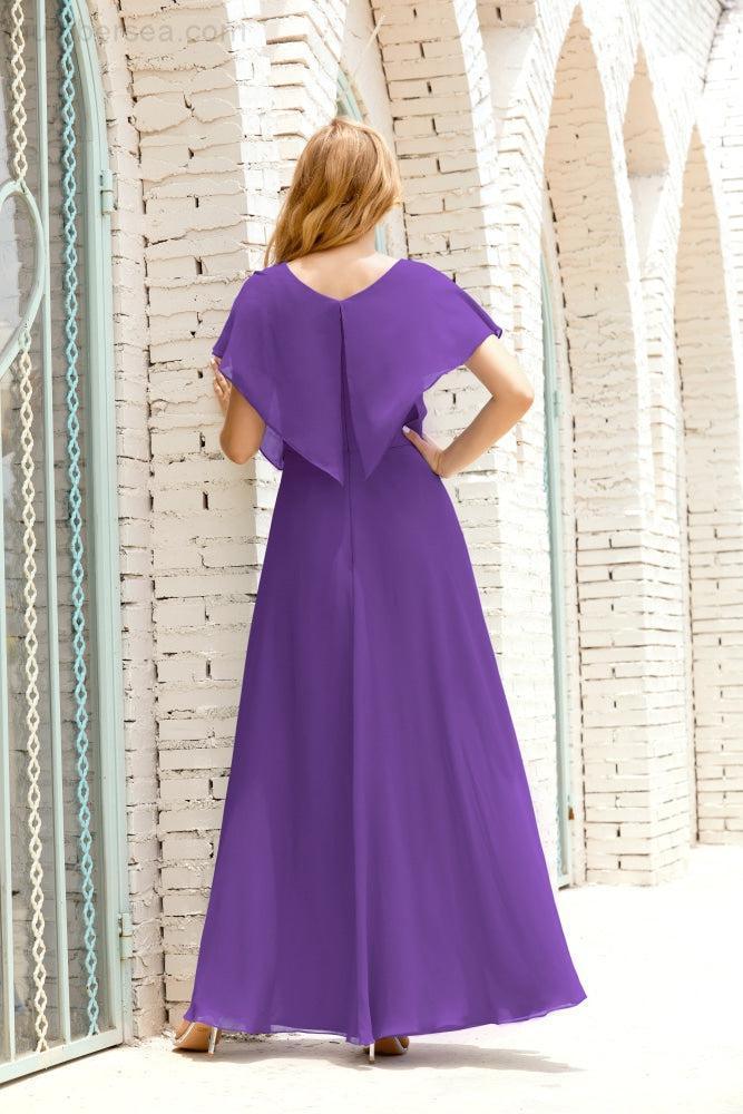 Mother of The Bride Dresses Plus Size V-Neck Floor Length Formal Prom Dress for Wedding Guest 28020