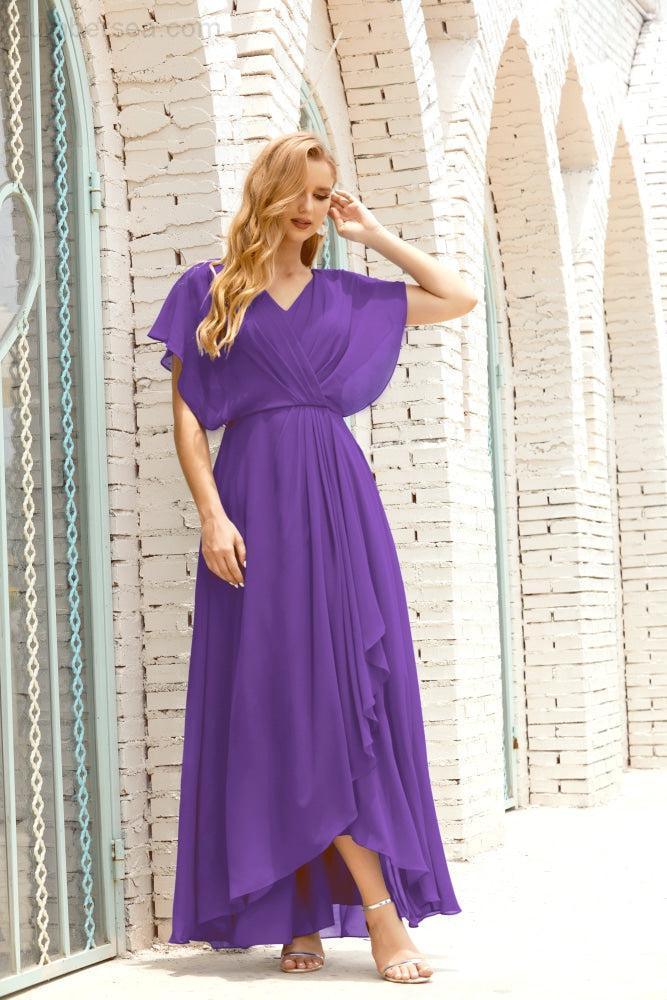 Mother of The Bride Dresses Plus Size V-Neck Floor Length Formal Prom Dress for Wedding Guest 28020