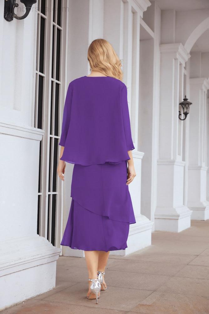 Vestido de fiesta formal de dos piezas en línea A para madre de la novia Numbersea 28072