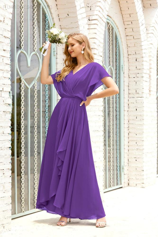 Mother of The Bride Dresses Plus Size V-Neck Floor Length Formal Prom Dress for Wedding Guest 28020