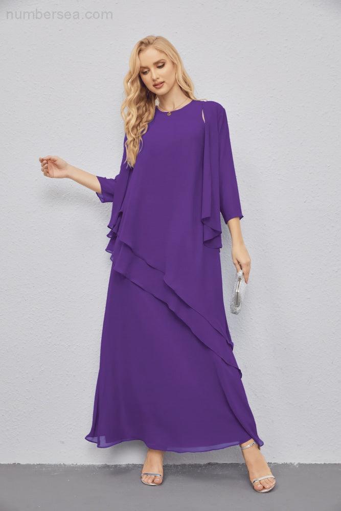 Abito da Sposa Madre con Cardigan Leggero Aperto Davanti Abito da Cerimonia Elegante 28081