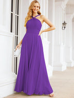 Crisscross Halter Bridesmaid Dresses for Party Wedding Evening Prom Maxi Ball Gowns 28053