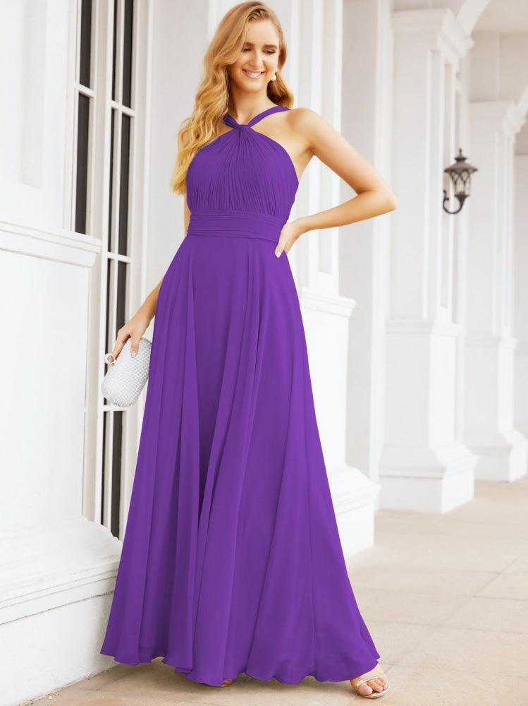 Crisscross Halter Bridesmaid Dresses for Party Wedding Evening Prom Maxi Ball Gowns 28053