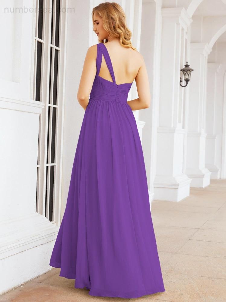 One Shoulder Bridesmaid Dresses Long Maxi Formal Evening Party Prom Gowns 28061