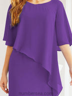 Numbersea Festliches Abendkleid Lang Mutter der Braut Kleid mit Rüschencape 28026