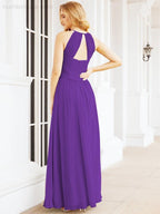 Sleeveless Bridesmaid Dresses Long Prom Gown Zipper with Keyhole Back 28056
