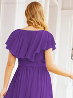 Bridesmaid Dresses with Flutter Sleeves Formal Evening Party Prom Gowns 28044