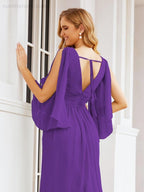 Bridesmaid Dresses with Split for Wedding Party Flutter Sleeves 28045