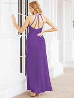 Spaghetti Strap Bridesmaid Dresses V-Neck Long A-Line Formal Prom Gowns 28063
