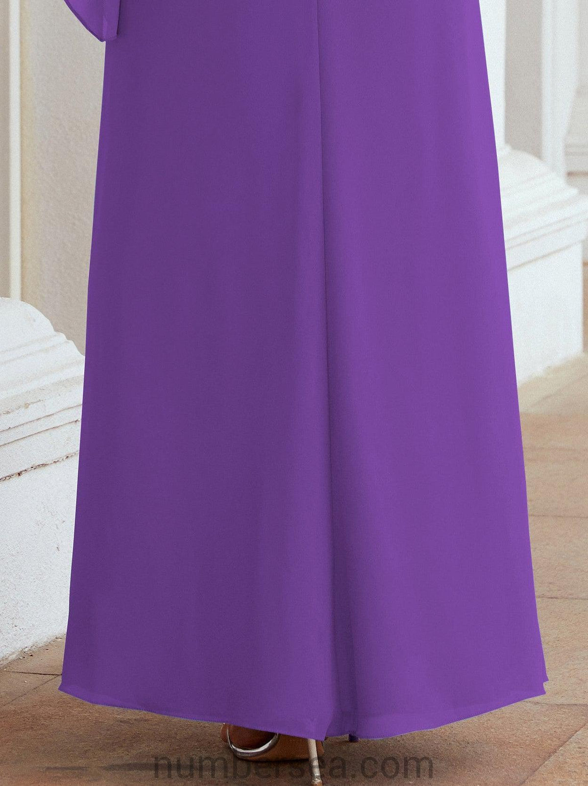 Numbersea Festliches Abendkleid Lang Mutter der Braut Kleid mit Rüschencape 28026