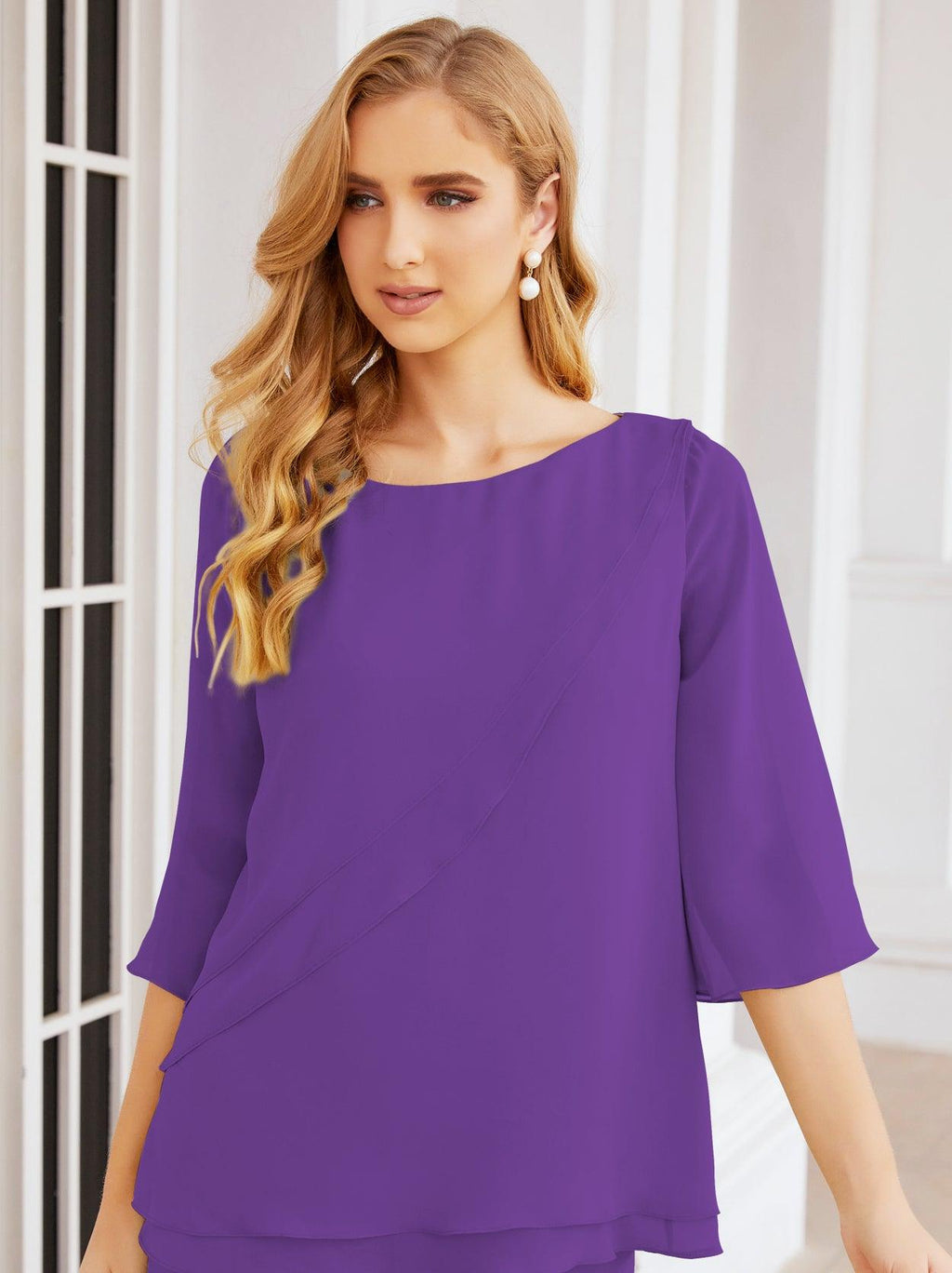 Numbersea Elegantes 2-teiliges Kleid für die Brautmutter Große Größen Hosenanzug mit Rüschenschichten Silberner Hausmantel 28064