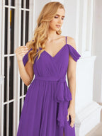 Numbersea Abito da Damigella in Chiffon con Spalle Scoperte, Abito Lungo Formale per Laurea con Schiena a Mantella 28069