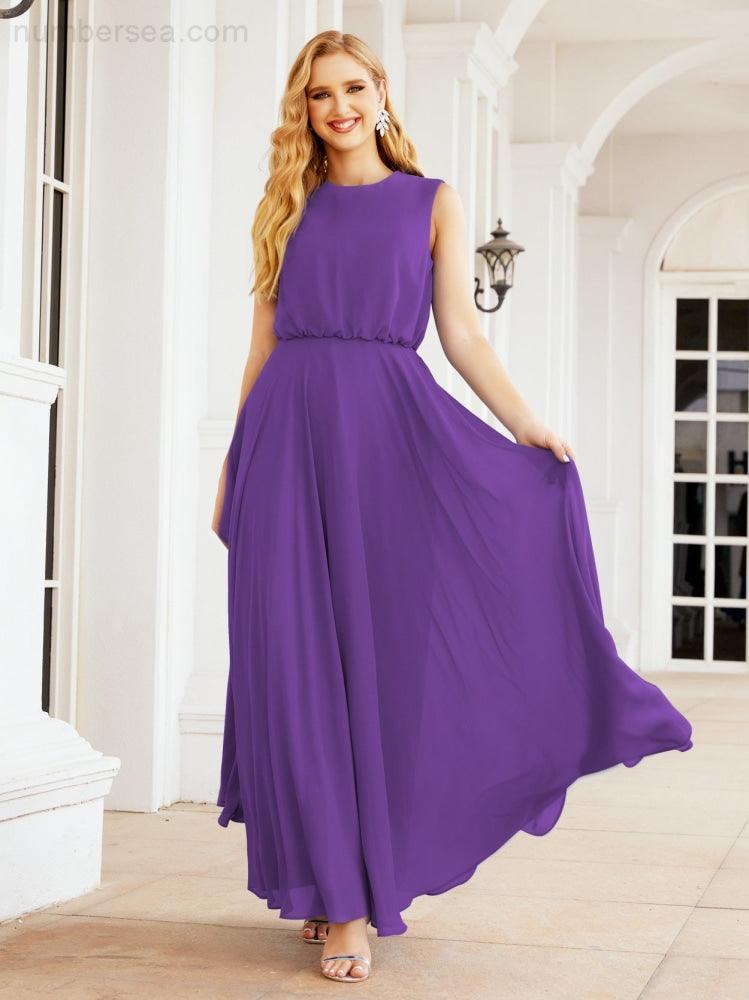 Sleeveless Long Bridesmaid Dress A line Formal Evening Prom Gown 28025