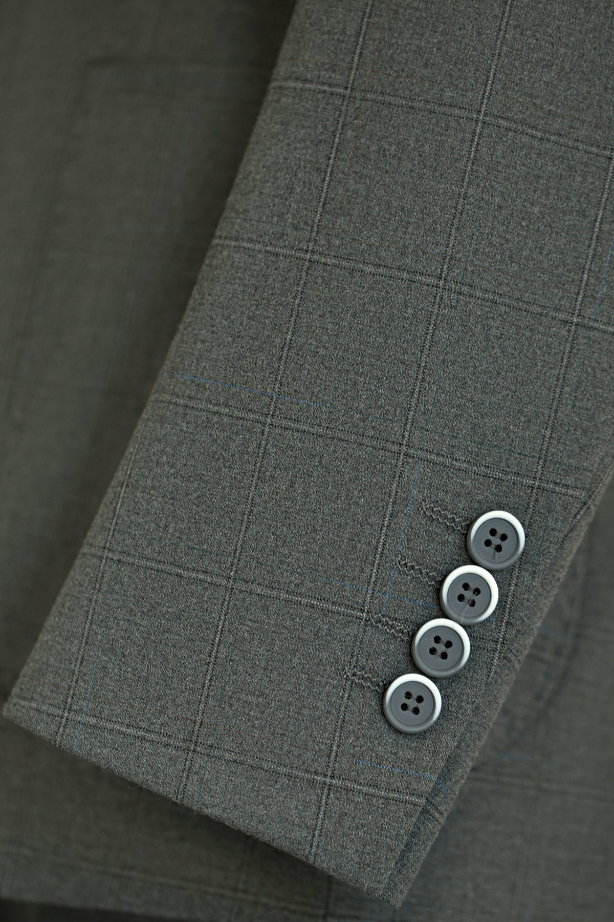 Charcoal Grey Windowpane Check Wool 3 Piece Wedding Suit For Groom And Groomsmen