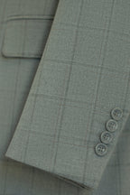 Light Grey Windowpane Check 3 Piece Wedding Suit For Groom And Groomsmen