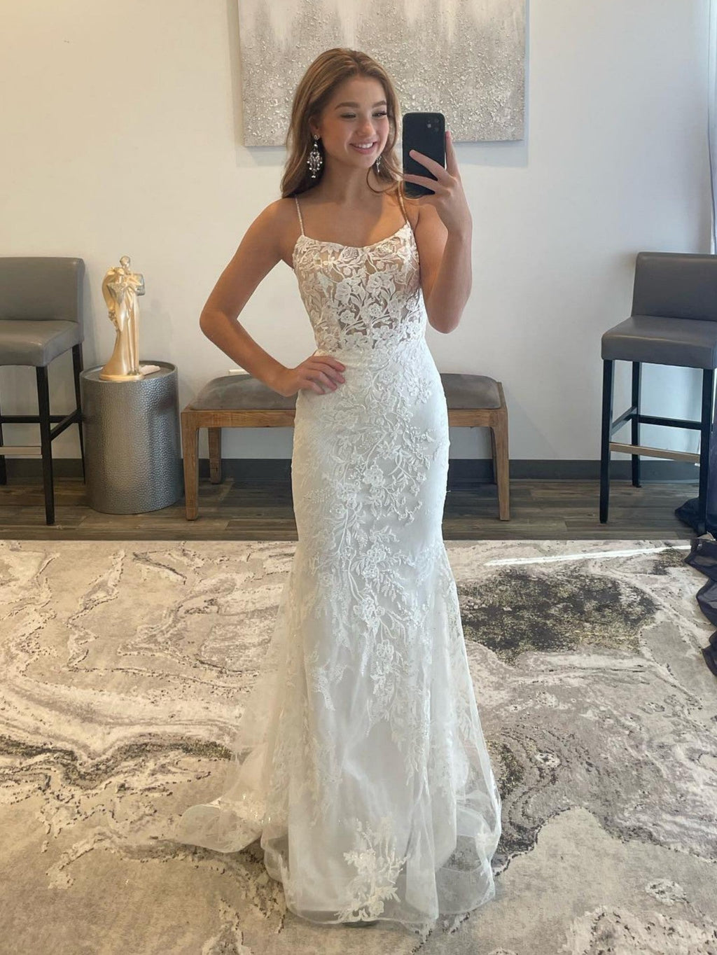 Roycebridal Billie | Weißes Meerjungfrau-Ballkleid, langes Abendkleid