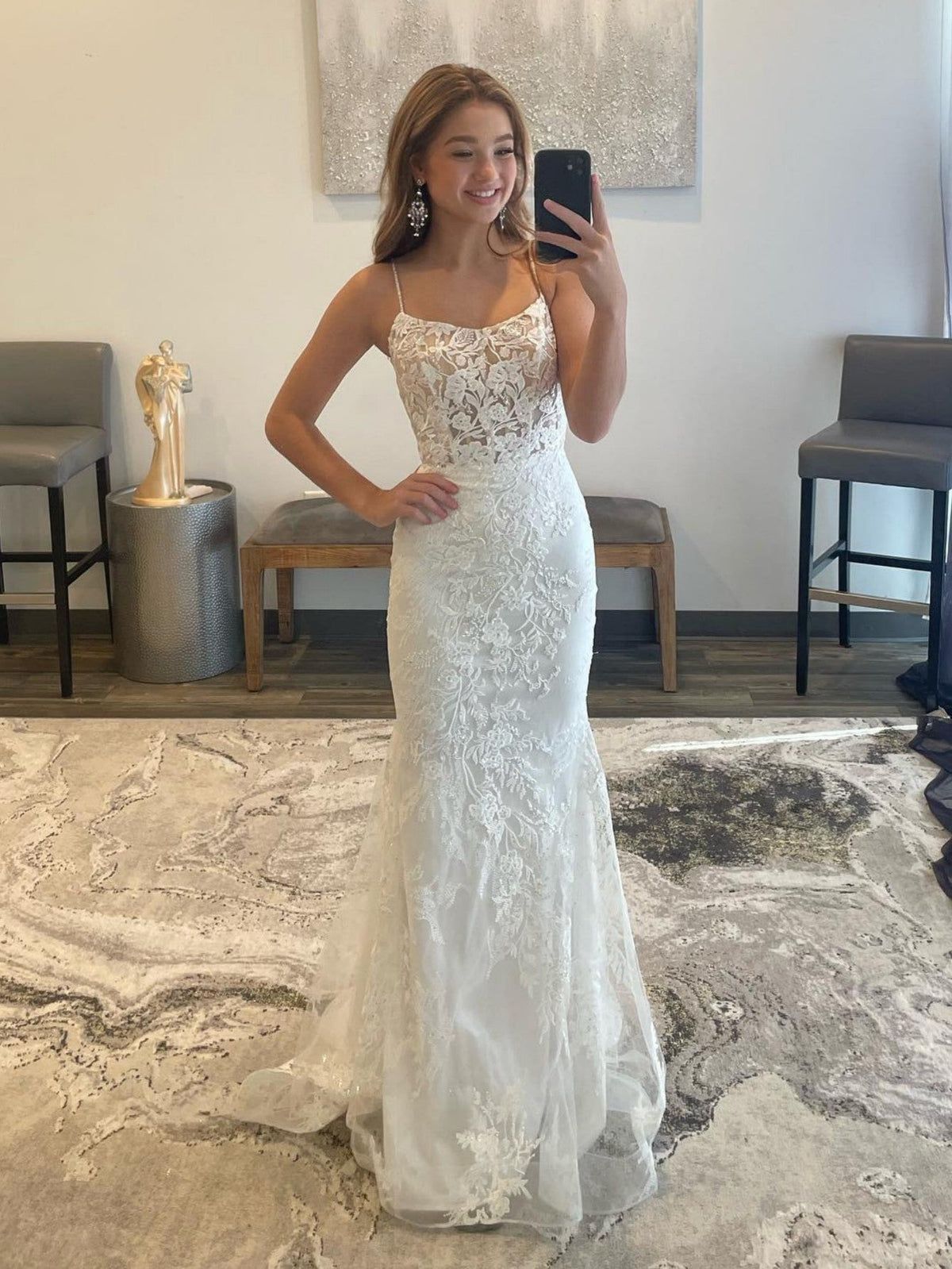Roycebridal Billie | Weißes Meerjungfrau-Ballkleid, langes Abendkleid