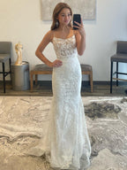 Roycebridal Billie | Weißes Meerjungfrau-Ballkleid, langes Abendkleid
