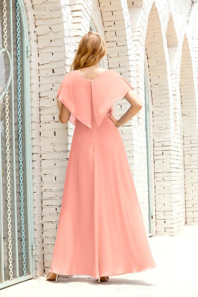 Mother of The Bride Dresses Plus Size V-Neck Floor Length Formal Prom Dress for Wedding Guest 28020