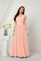 Abiti lunghi da damigella in chiffon da donna, linea a, senza maniche, abito formale da ballo per serata, abiti per festa di ritorno a casa 2808