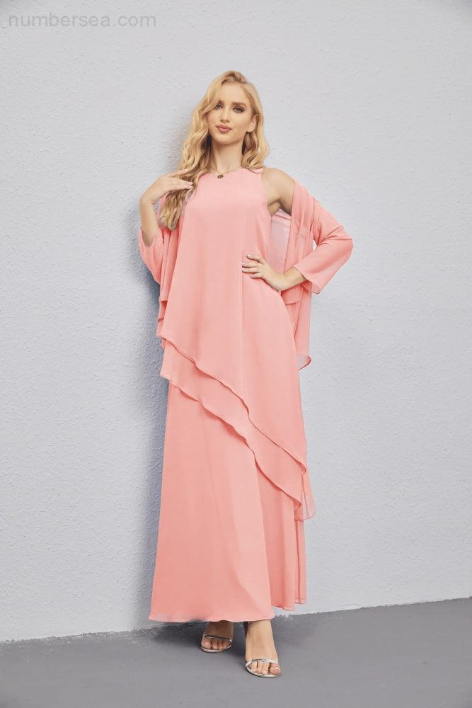 Abito da Sposa Madre con Cardigan Leggero Aperto Davanti Abito da Cerimonia Elegante 28081