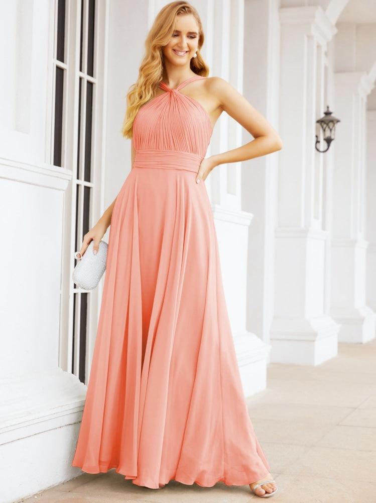Crisscross Halter Bridesmaid Dresses for Party Wedding Evening Prom Maxi Ball Gowns 28053