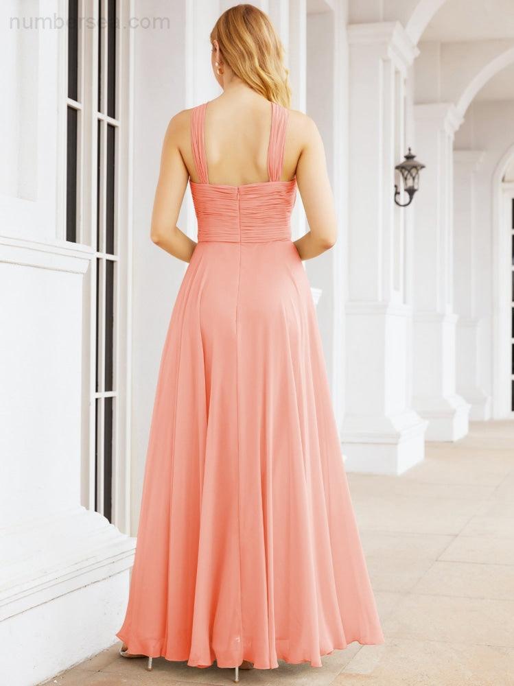 Crisscross Halter Bridesmaid Dresses for Party Wedding Evening Prom Maxi Ball Gowns 28053