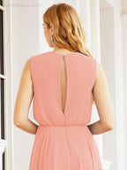 Sleeveless Long Bridesmaid Dress A line Formal Evening Prom Gown 28025