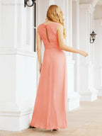 Formelles Ballkleid Elegantes ärmelloses Brautjungfernkleid mit V-Ausschnitt für Hochzeitsfeier 28037